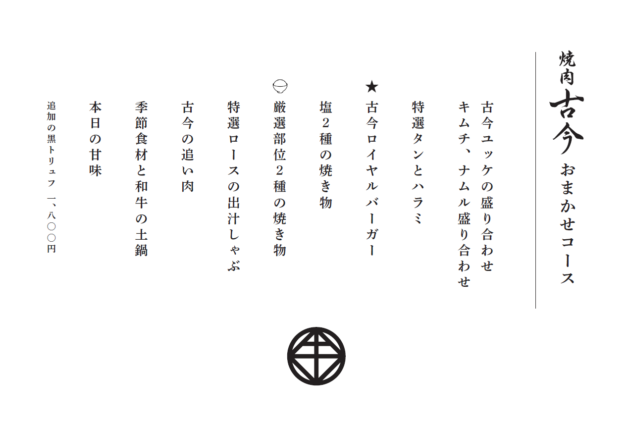 焼肉古今おまかせコース